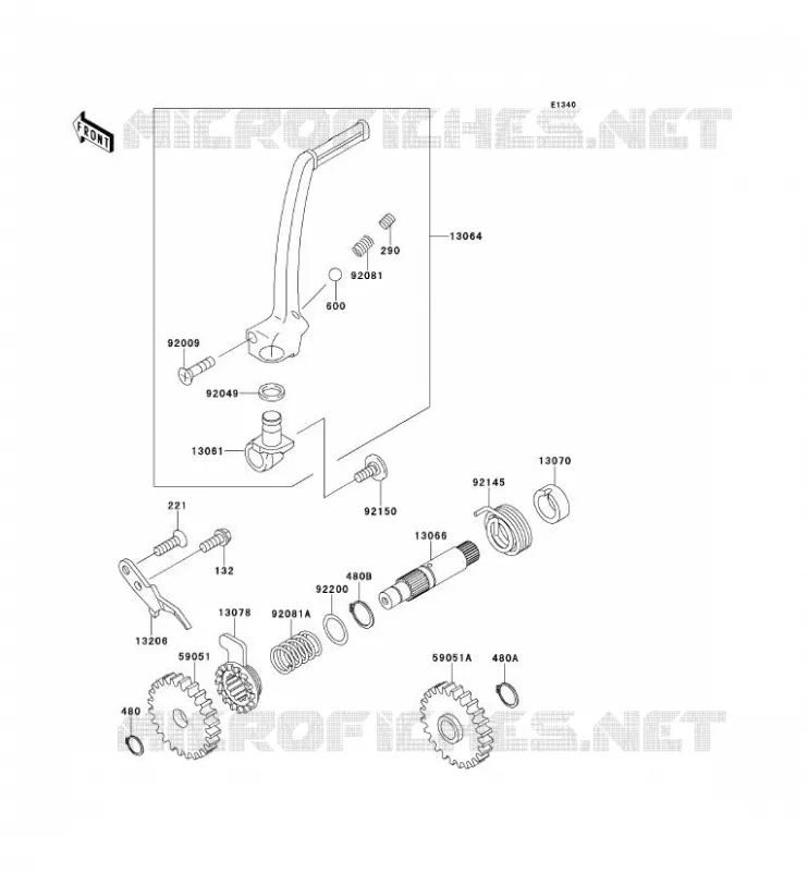 MECANISME DE KICK Kawasaki TOUT-TERRAIN 100 2012 KX100  KX100DCF