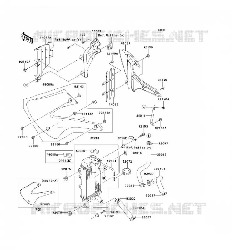 RADIATEUR Kawasaki TOUT-TERRAIN 100 2012 KX100  KX100DCF