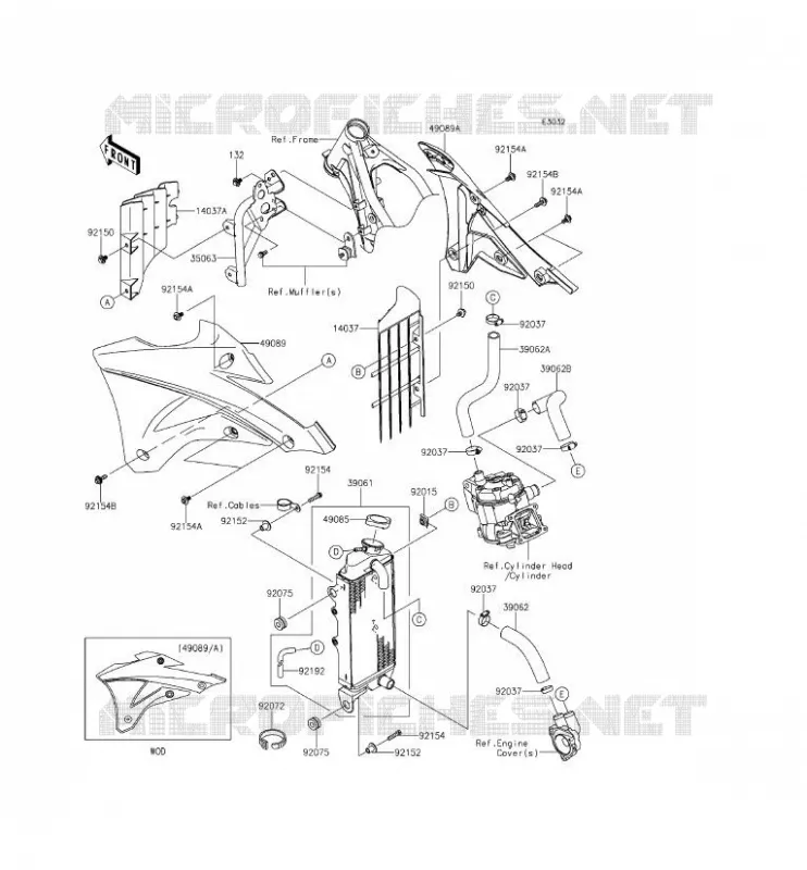 RADIATEUR Kawasaki TOUT-TERRAIN 100 2014 KX100  KX100FEF