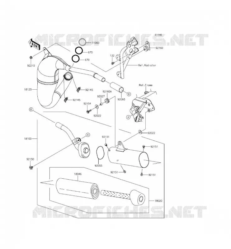 &Eacute;CHAPPEMENT Kawasaki TOUT-TERRAIN 100 2015 KX100  KX100FFF