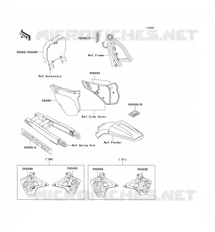 LABEL Kawasaki TOUT-TERRAIN 125 1991 KX125  KX125-H2