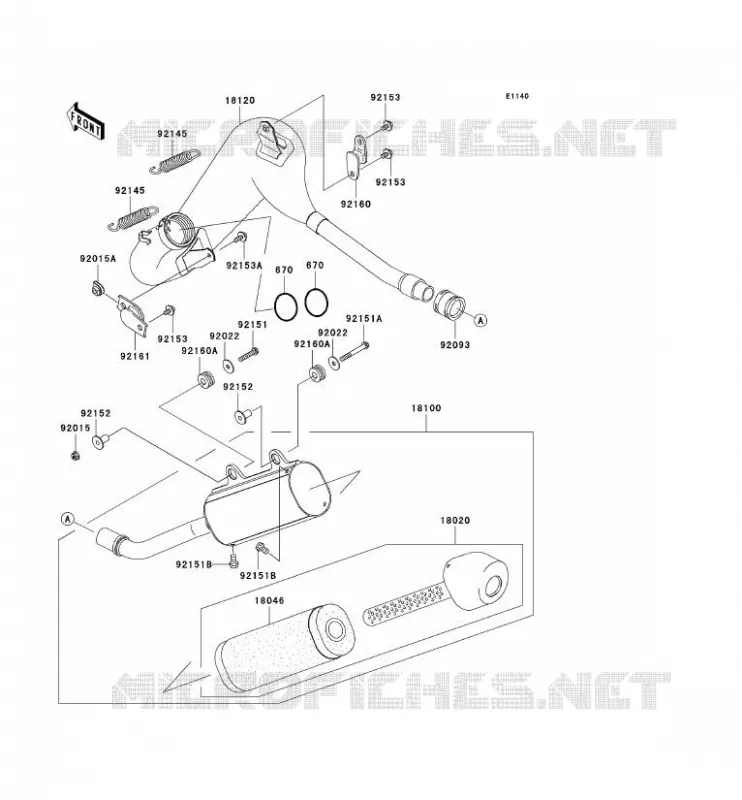 &Eacute;CHAPPEMENT Kawasaki TOUT-TERRAIN 125 2007 KX125  KX125M7F