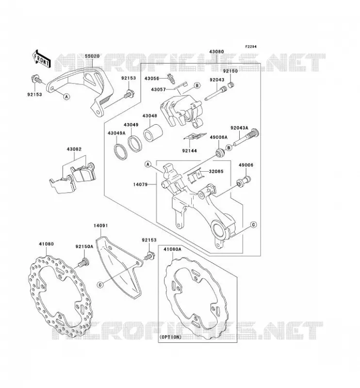 FREIN ARRIERE Kawasaki TOUT-TERRAIN 250 2008 KX250  KX250R8F
