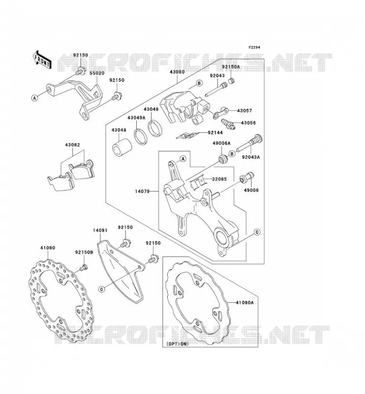 FREIN ARRIERE Kawasaki TOUT-TERRAIN 250 2012 KX250F  KX250YCF