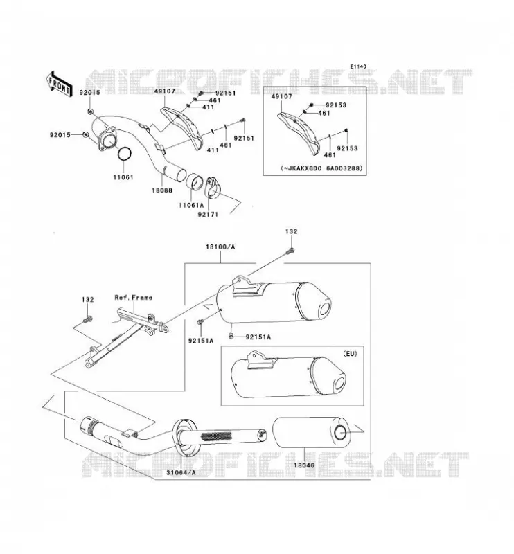 &Eacute;CHAPPEMENT Kawasaki TOUT-TERRAIN 450 2006 KX450F  KX450D6F