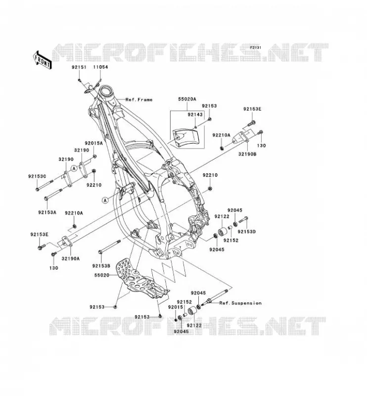 PIECE DE CADRE (COUVERTURE) Kawasaki TOUT-TERRAIN 450 2006 KX450F  KX450D6F