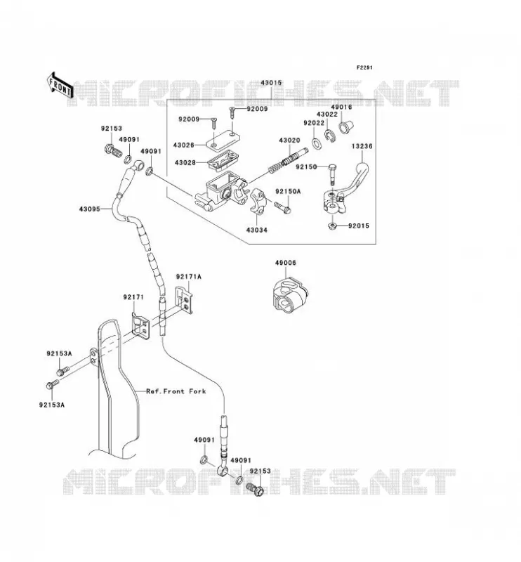MAITRE CYLINDRE AV Kawasaki TOUT-TERRAIN 450 2007 KX450F  KX450D7F
