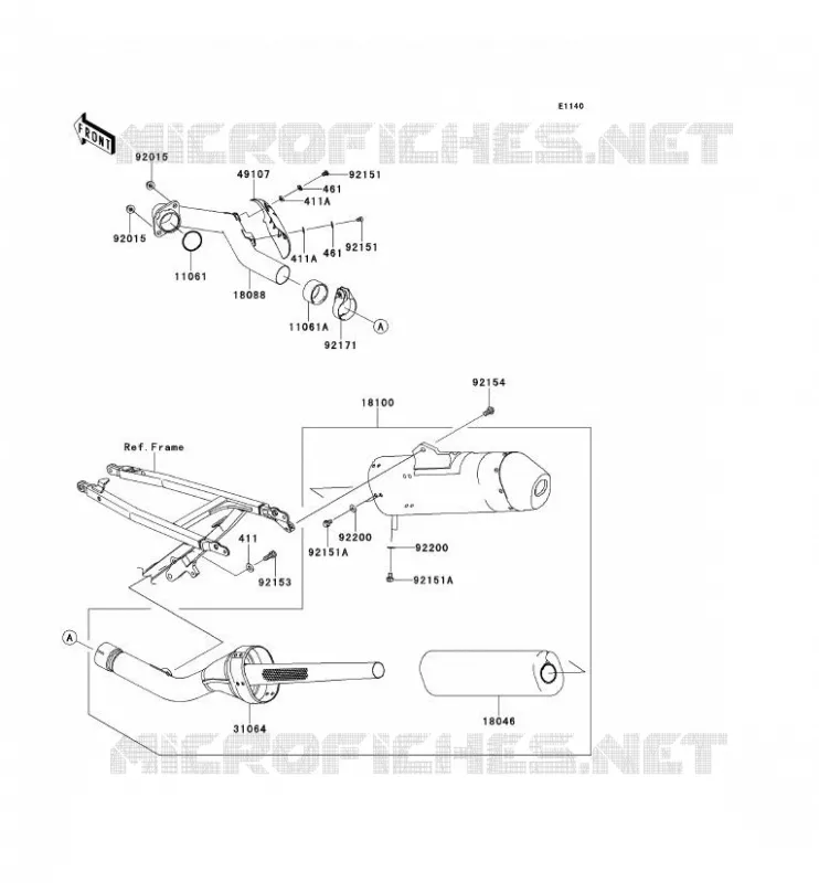 &Eacute;CHAPPEMENT Kawasaki TOUT-TERRAIN 450 2009 KX450F  KX450E9F