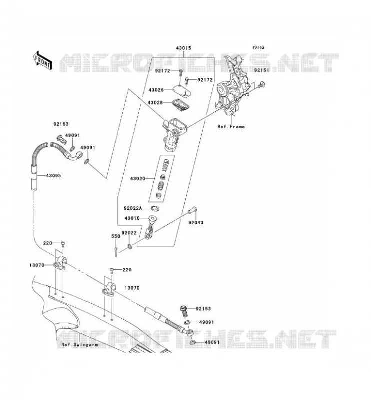 MAITRE CYLINDRE ARRI&Egrave;RE Kawasaki TOUT-TERRAIN 450 2009 KX450F  KX450E9F