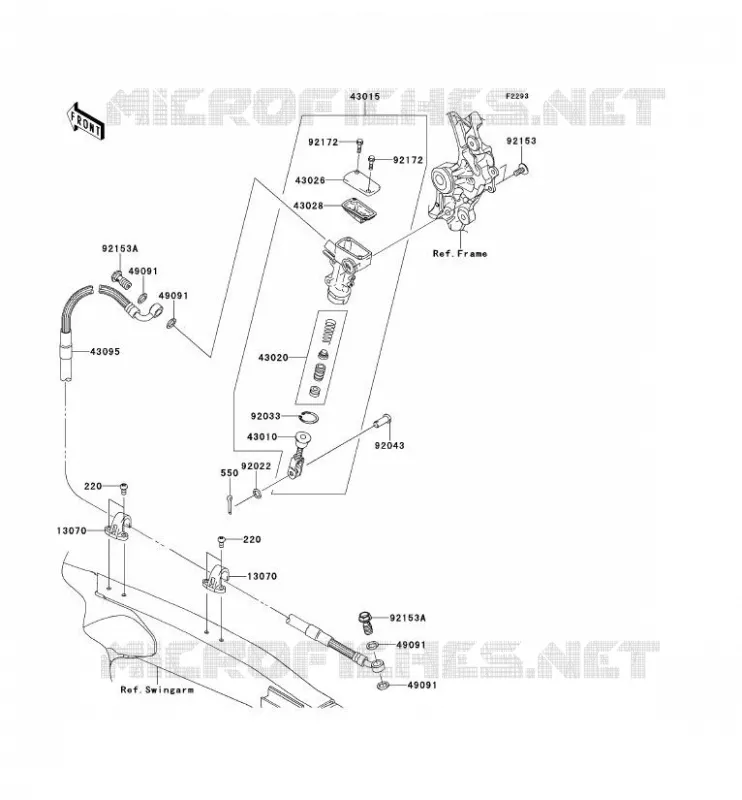 MAITRE CYLINDRE ARRI&Egrave;RE Kawasaki TOUT-TERRAIN 450 2012 KX450F  KX450FCF