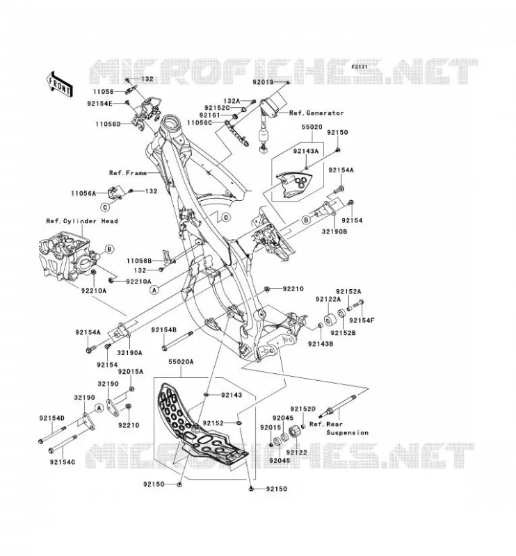 PIECE DE CADRE (COUVERTURE) Kawasaki TOUT-TERRAIN 450 2013 KX450F  KX450FDF