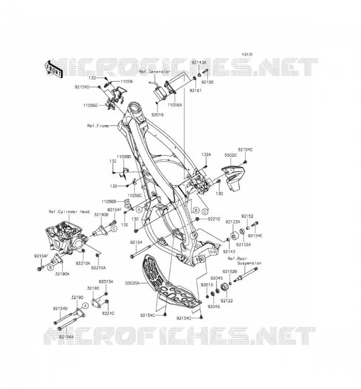 PIECE DE CADRE (COUVERTURE) Kawasaki TOUT-TERRAIN 450 2016 KX450F  KX450HGF