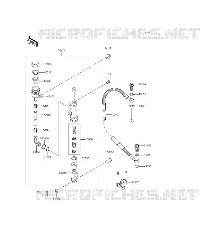 MAITRE CYLINDRE ARRI&Egrave;RE Kawasaki TOUT-TERRAIN 65 2015 KX65  KX65AFF
