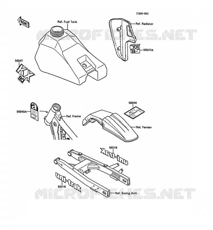 LABEL Kawasaki TOUT-TERRAIN 80 1988 KX80  KX80-L1