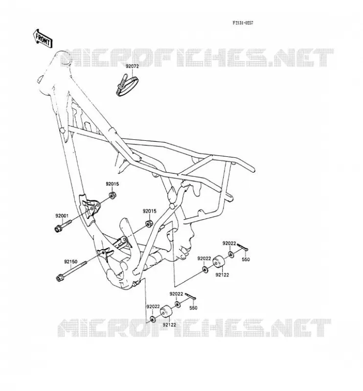 PIECE DE CADRE (COUVERTURE) Kawasaki TOUT-TERRAIN 80 1990 KX80  KX80-M3