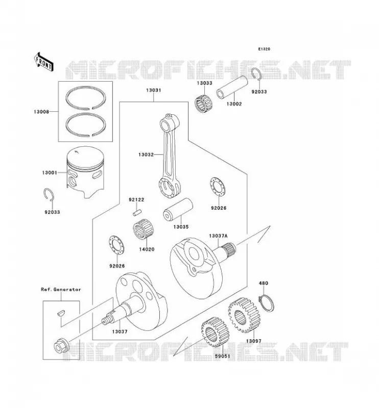VILEBREQUIN/PISTON Kawasaki TOUT-TERRAIN 80 1992 KX80  KX80-R2