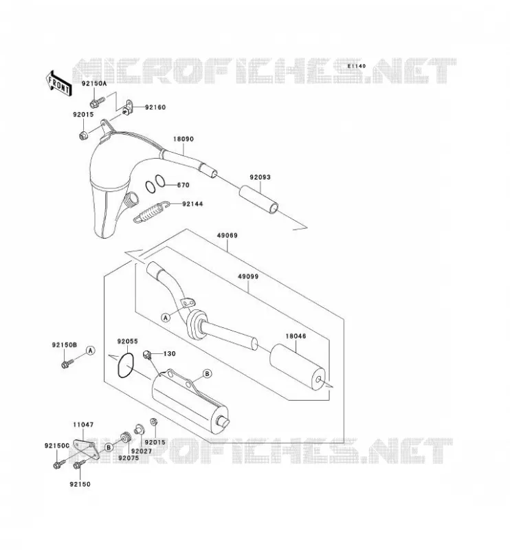 &Eacute;CHAPPEMENT Kawasaki TOUT-TERRAIN 80 1992 KX80  KX80-R2