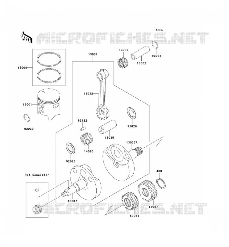 VILEBREQUIN/PISTON Kawasaki TOUT-TERRAIN 80 1993 KX80  KX80-R3