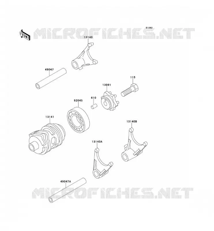 FOURCHETTE/BARRILLET DE SELECTION Kawasaki TOUT-TERRAIN 80 1994 KX80  KX80-R4