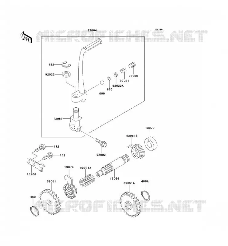 MECANISME DE KICK Kawasaki TOUT-TERRAIN 80 1995 KX125  KX80-R5