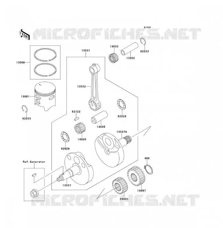 VILEBREQUIN/PISTON Kawasaki TOUT-TERRAIN 80 1995 KX80  KX80-R5