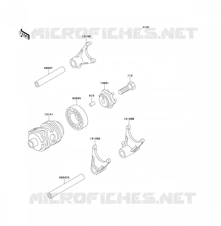 FOURCHETTE/BARRILLET DE SELECTION Kawasaki TOUT-TERRAIN 80 1996 KX80  KX80-R6
