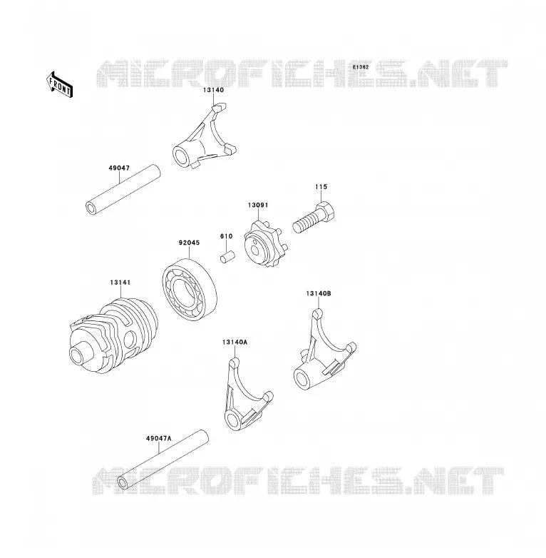 FOURCHETTE/BARRILLET DE SELECTION Kawasaki TOUT-TERRAIN 80 1997 KX80  KX80-R7