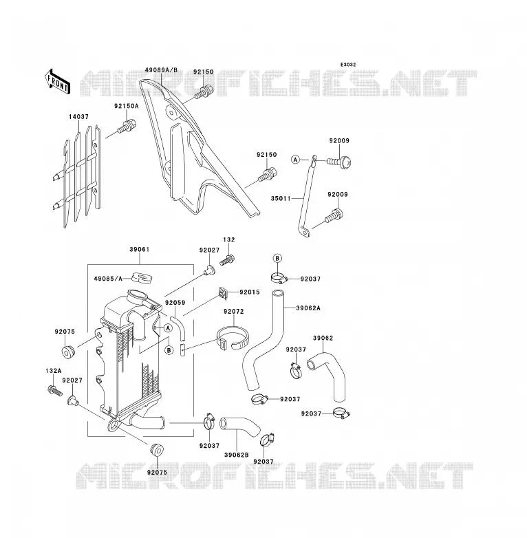 RADIATEUR Kawasaki TOUT-TERRAIN 80 1993 KX80  KX80-S3