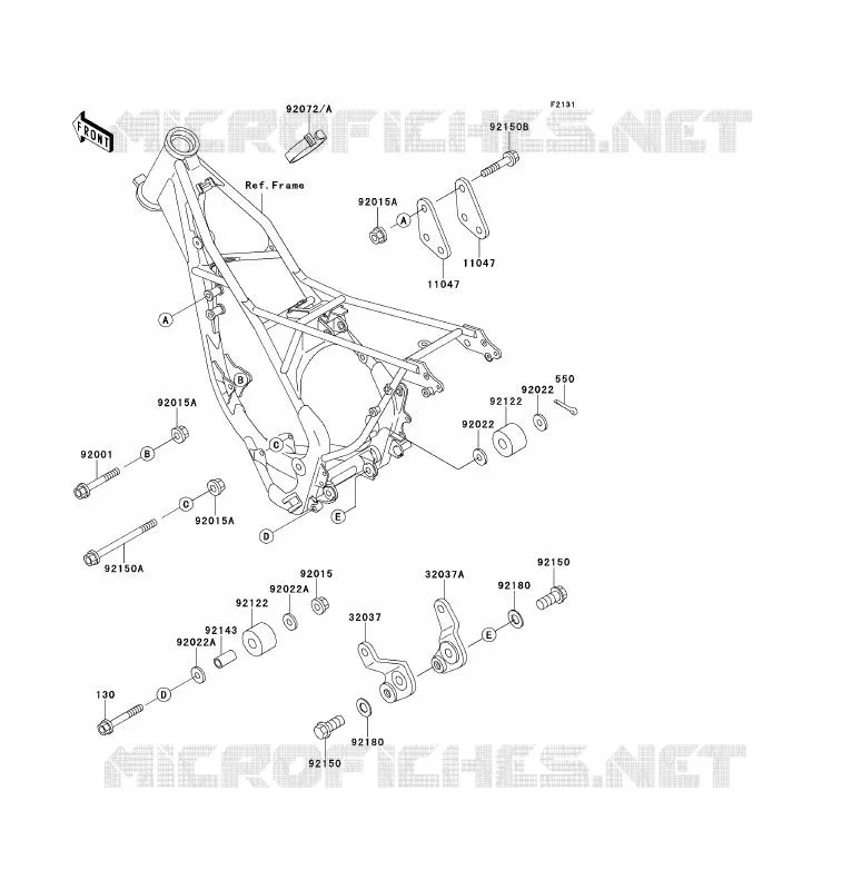 PIECE DE CADRE (COUVERTURE) Kawasaki TOUT-TERRAIN 80 1994 KX80  KX80-S4