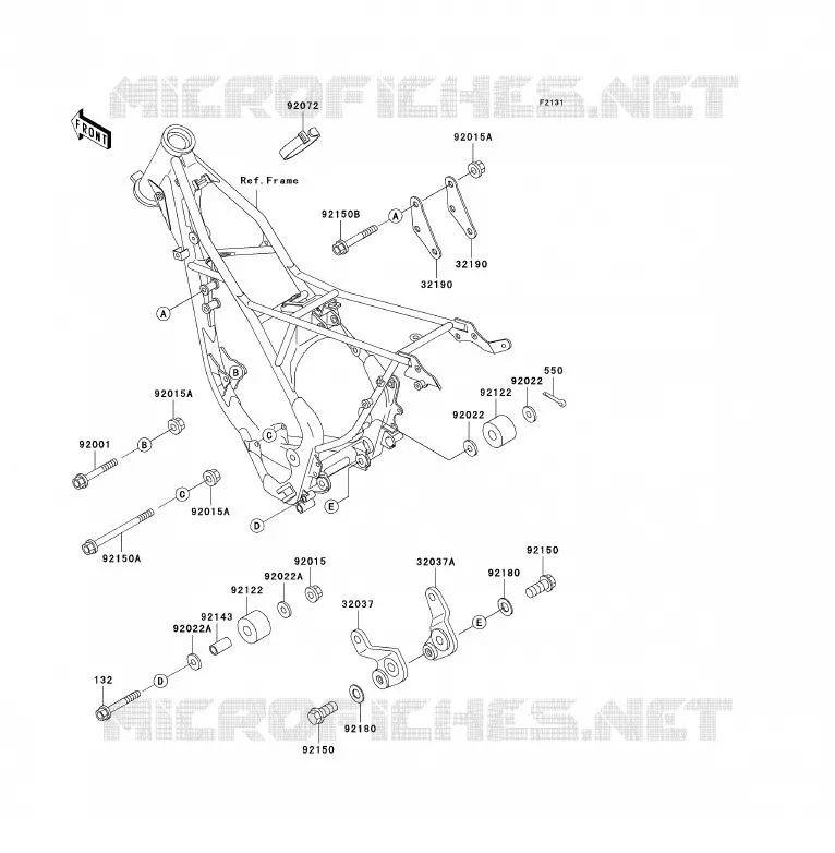 PIECE DE CADRE (COUVERTURE) Kawasaki TOUT-TERRAIN 80 1998 KX80  KX80-W1