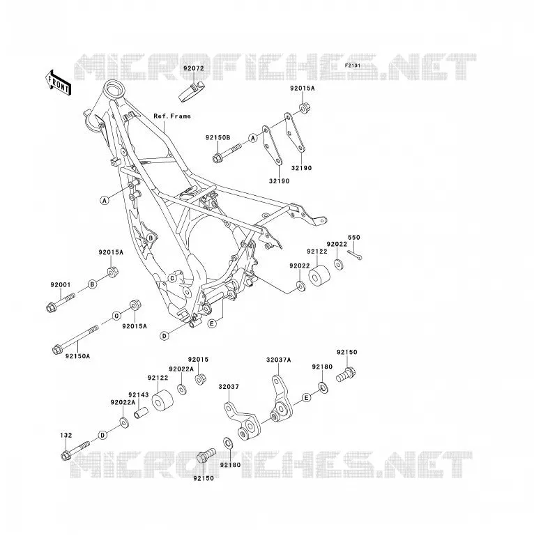PIECE DE CADRE (COUVERTURE) Kawasaki TOUT-TERRAIN 80 2000 KX80  KX80-W3