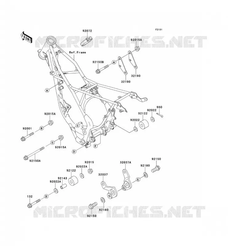 PIECE DE CADRE (COUVERTURE) Kawasaki TOUT-TERRAIN 80 2000 KX80  KX80-X3
