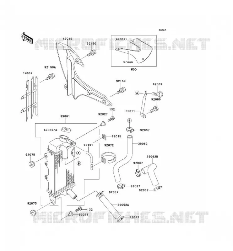 RADIATEUR Kawasaki TOUT-TERRAIN 80 2000 KX80  KX80-Y3