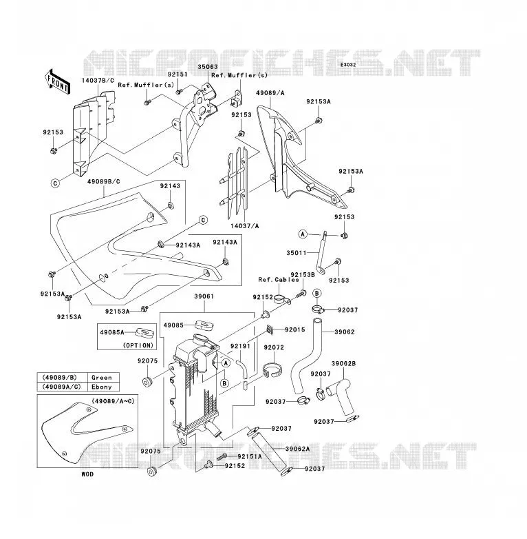 RADIATEUR Kawasaki TOUT-TERRAIN 85 2006 KX85  KX85A6F