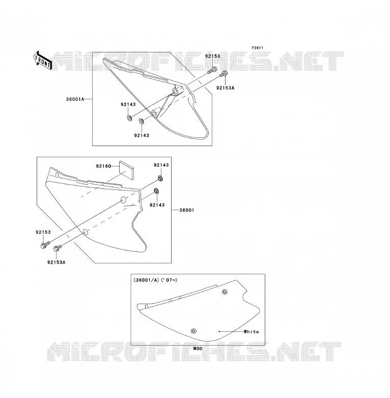 CACHE LAT&Eacute;RAL Kawasaki TOUT-TERRAIN 85 2007 KX85  KX85A7F