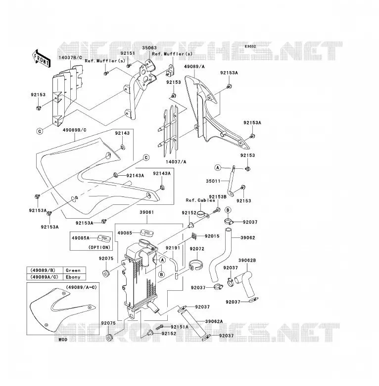 RADIATEUR Kawasaki TOUT-TERRAIN 85 2007 KX85  KX85A7F