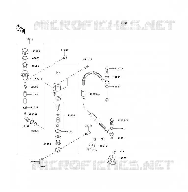 MAITRE CYLINDRE ARRI&Egrave;RE Kawasaki TOUT-TERRAIN 85 2011 KX85 - KX85 II  KX85ABF