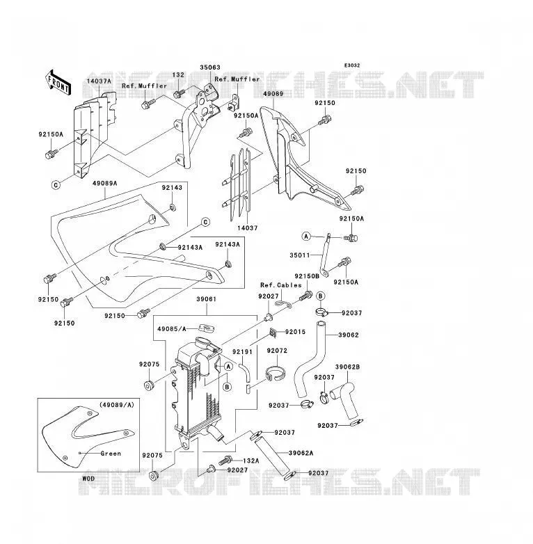 RADIATEUR Kawasaki TOUT-TERRAIN 85 2002 KX85 - KX85 II  KX85-B2
