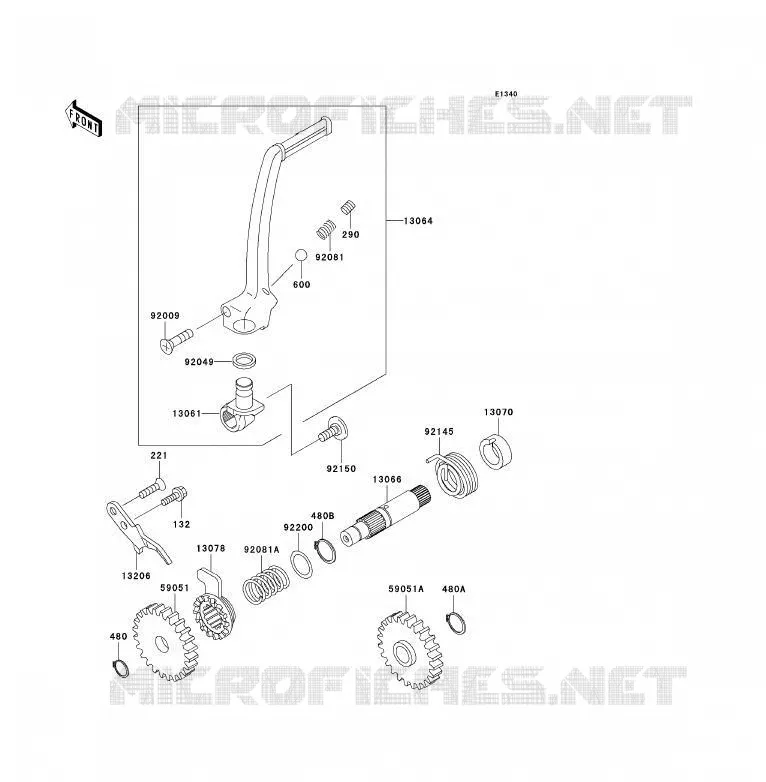 MECANISME DE KICK Kawasaki TOUT-TERRAIN 85 2007 KX85 - KX85 II  KX85B7F