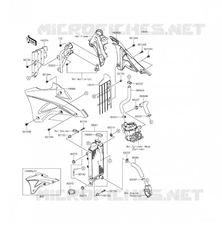 RADIATEUR Kawasaki TOUT-TERRAIN 85 2015 KX85 - KX85 II  KX85DFF