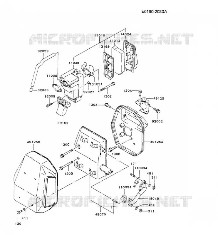 FILTRE &Agrave; AIR/POT D'&Egrave;CHAPPEMENT Kawasaki Generateur GA GA550A GA550A  GA550A-BA52