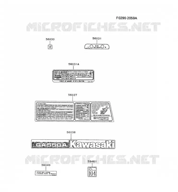 LABEL Kawasaki Generateur GA GA550A GA550A  GA550A-CS52