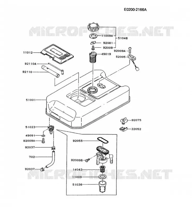 RESERVOIR CARBURANT/ROBINET Kawasaki Generateur GA GAH20A GA3200A  GAH20A-AA71