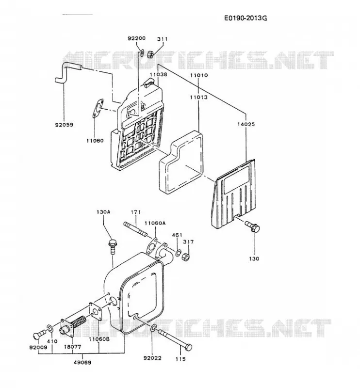 FILTRE &Agrave; AIR/POT D'&Egrave;CHAPPEMENT Kawasaki Generateur GA GAH20A GA3200A  GAH20A-DS01