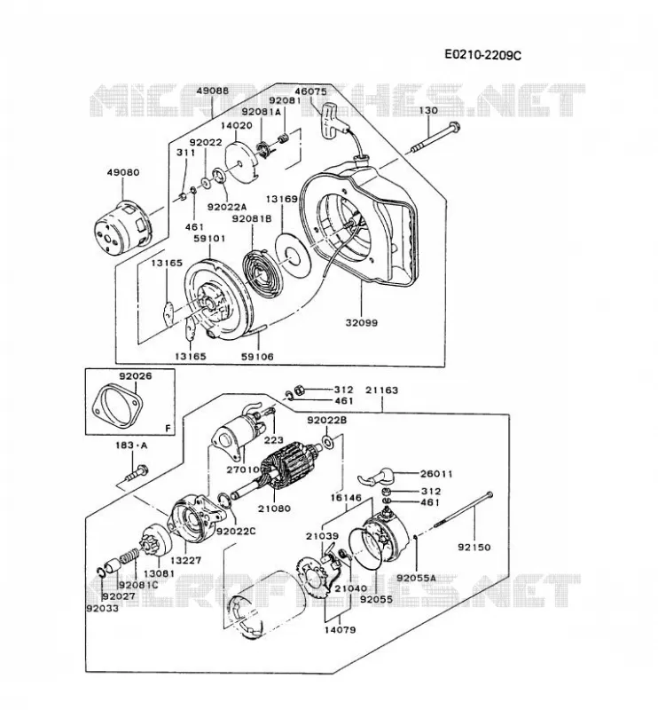 D&Eacute;MARREUR Kawasaki Generateur GA GAH20A GA3200A-S  GAH20A-FS52