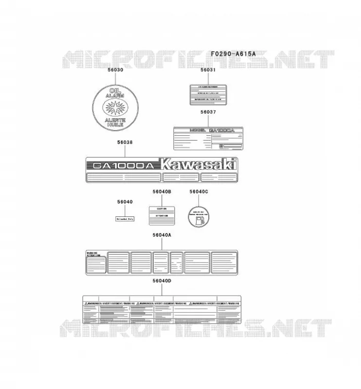 LABEL Kawasaki Generateur GA GAT00A GA1000A  GAT00A-CS00