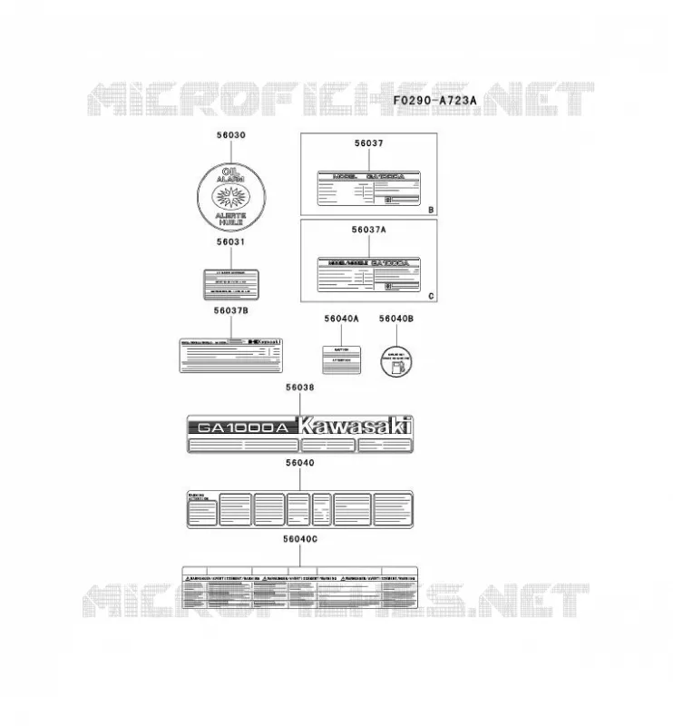 LABEL Kawasaki Generateur GA GAT00A GA1000A  GAT00A-CS55