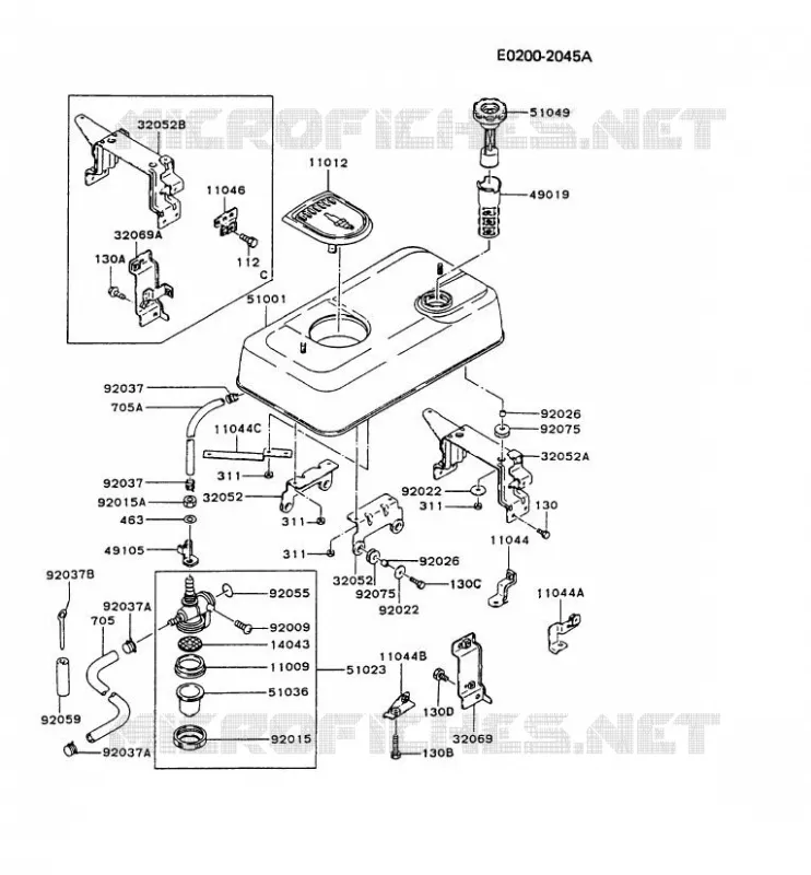 RESERVOIR CARBURANT/ROBINET Kawasaki Generateur GA GAT40A GA1400A  GAT40A-BA50
