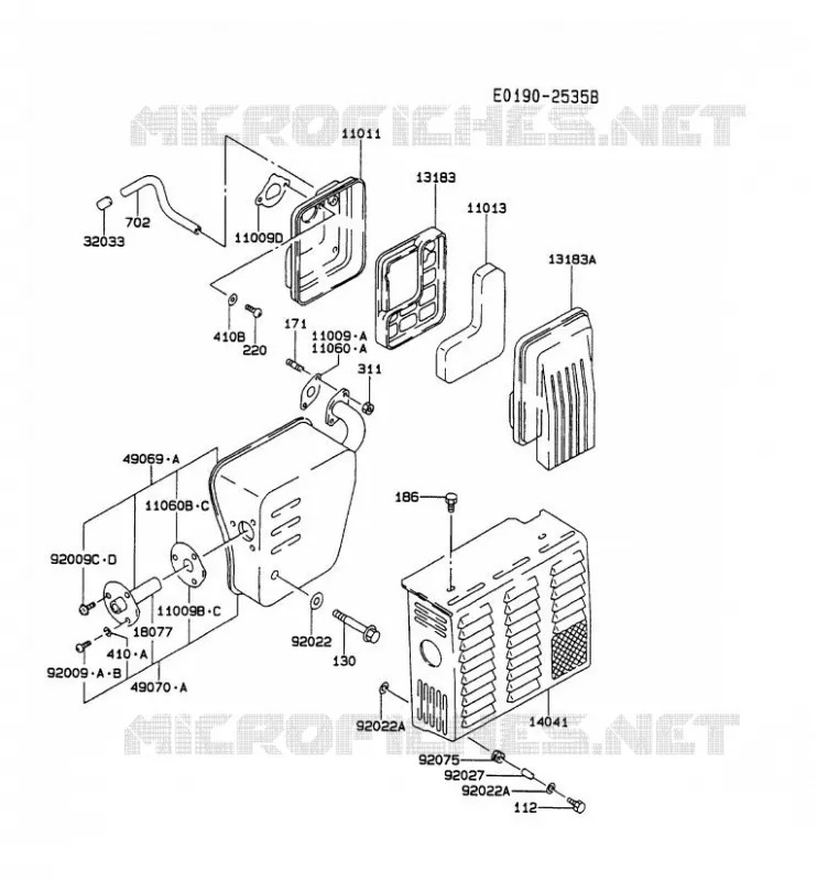 FILTRE &Agrave; AIR/POT D'&Egrave;CHAPPEMENT Kawasaki Generateur GA GAT40A GA1400A  GAT40A-CS58
