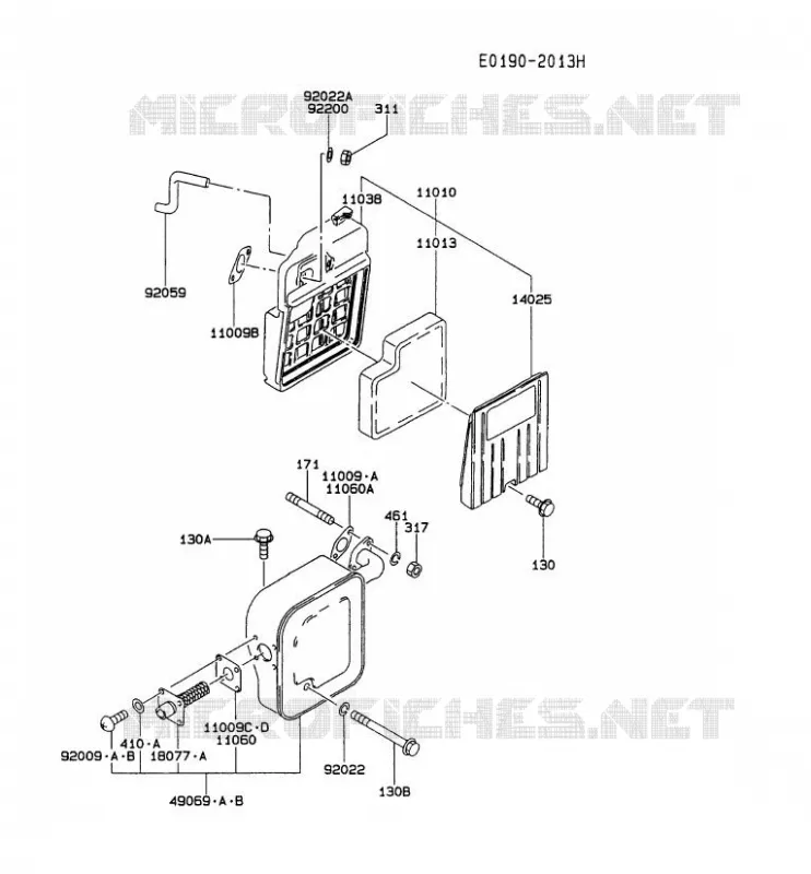 FILTRE &Agrave; AIR/POT D'&Egrave;CHAPPEMENT Kawasaki Generateur GA GAW30A GA2300A  GAW30A-AV25